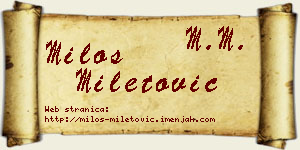 Miloš Miletović vizit kartica